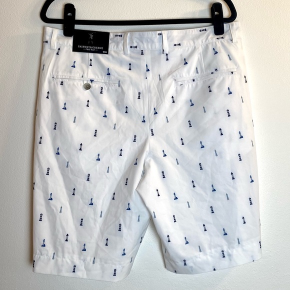 Fairway & Greene Larson Tech Golf Shorts in White Safe Harbor, Size 34 - Picture 4 of 9